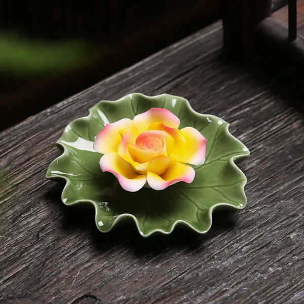 New Lotus Leaf Lotus Incense Holder Handmade Zen Incense Burner Ornament - Image 4