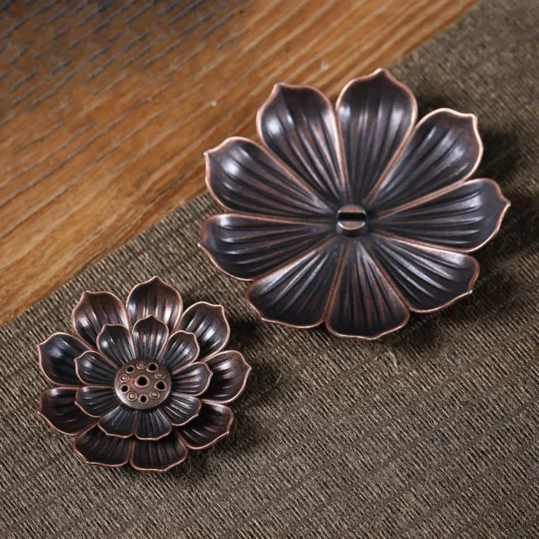 New 1PC Alloy Incense Burner Stick Holder Plate Buddhism Lotus Censer Bronze Nasturtium Incense Burner - Image 8