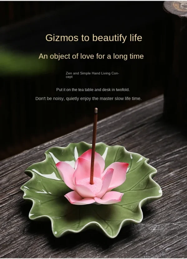 New Lotus Leaf Lotus Incense Holder Handmade Zen Incense Burner Ornament - Image 11