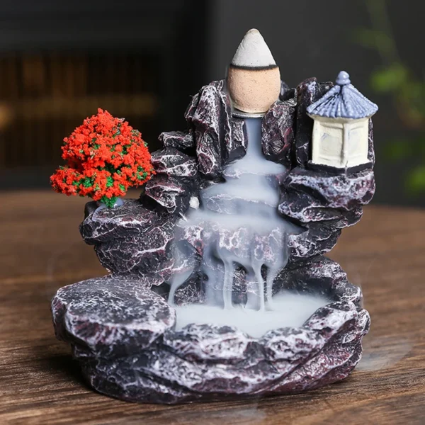 Creative High Mountain Flowing Resin Back Flow Incense Holder Waterfall Incense Burner Home Indoor Decor Aromatherapy Ornament - Image 8