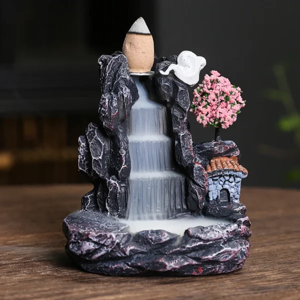 Creative High Mountain Flowing Resin Back Flow Incense Holder Waterfall Incense Burner Home Indoor Decor Aromatherapy Ornament - Image 5