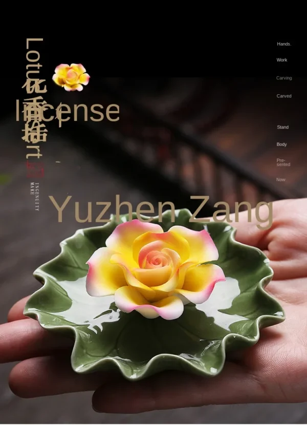 New Lotus Leaf Lotus Incense Holder Handmade Zen Incense Burner Ornament - Image 6
