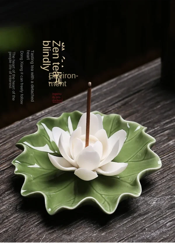 New Lotus Leaf Lotus Incense Holder Handmade Zen Incense Burner Ornament - Image 12