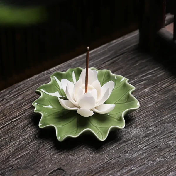 New Lotus Leaf Lotus Incense Holder Handmade Zen Incense Burner Ornament - Image 2