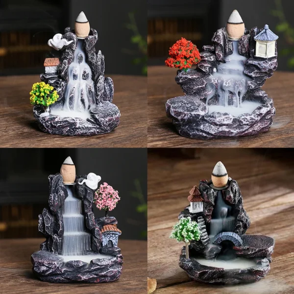 Creative High Mountain Flowing Resin Back Flow Incense Holder Waterfall Incense Burner Home Indoor Decor Aromatherapy Ornament - Image 7