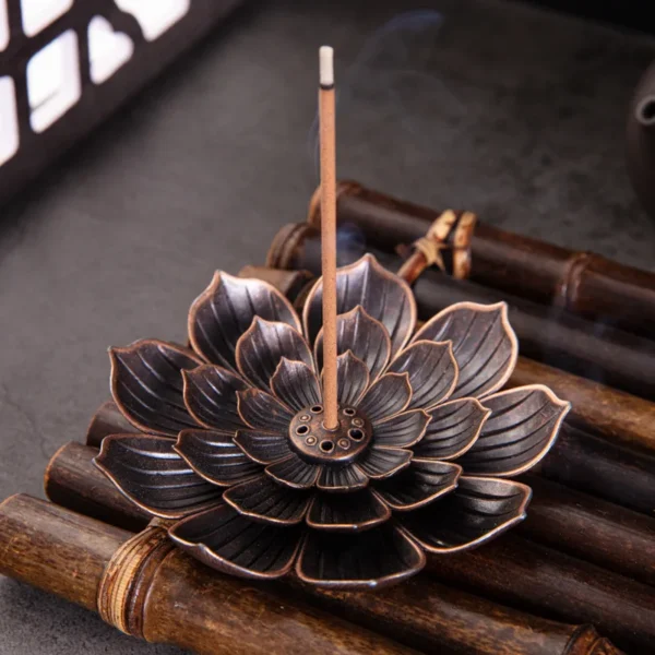 New 1PC Alloy Incense Burner Stick Holder Plate Buddhism Lotus Censer Bronze Nasturtium Incense Burner - Image 7