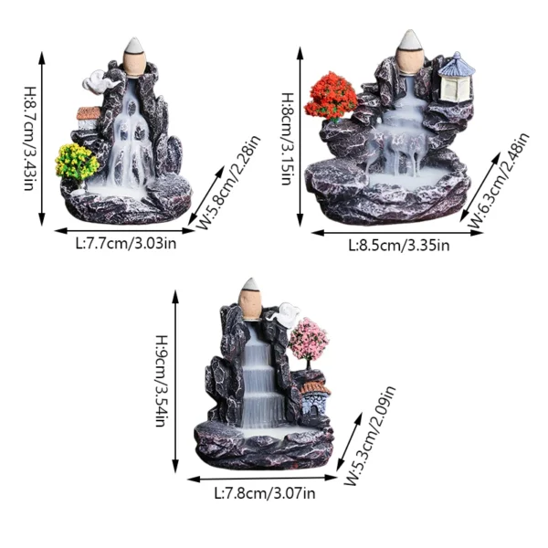 Creative High Mountain Flowing Resin Back Flow Incense Holder Waterfall Incense Burner Home Indoor Decor Aromatherapy Ornament - Image 9