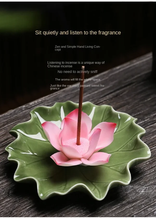 New Lotus Leaf Lotus Incense Holder Handmade Zen Incense Burner Ornament - Image 8