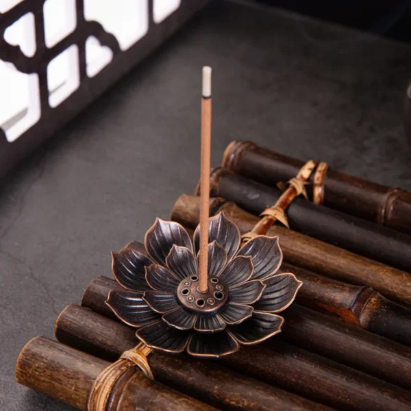 New 1PC Alloy Incense Burner Stick Holder Plate Buddhism Lotus Censer Bronze Nasturtium Incense Burner - Image 2