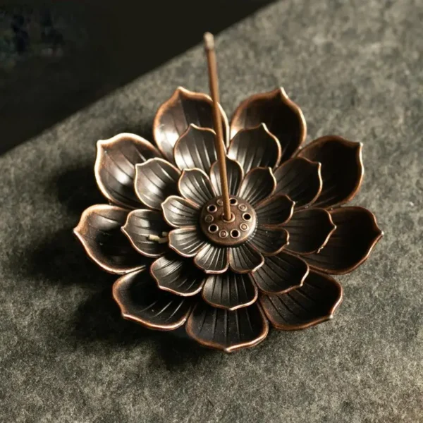 New 1PC Alloy Incense Burner Stick Holder Plate Buddhism Lotus Censer Bronze Nasturtium Incense Burner - Image 9