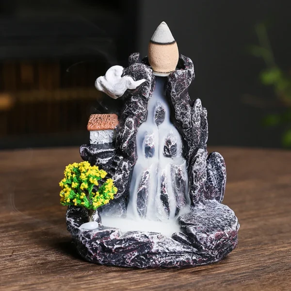 Creative High Mountain Flowing Resin Back Flow Incense Holder Waterfall Incense Burner Home Indoor Decor Aromatherapy Ornament - Image 4