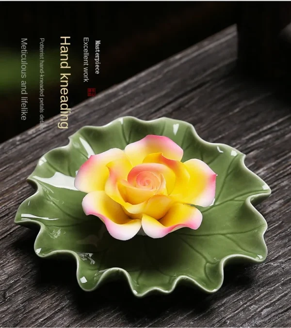 New Lotus Leaf Lotus Incense Holder Handmade Zen Incense Burner Ornament - Image 13